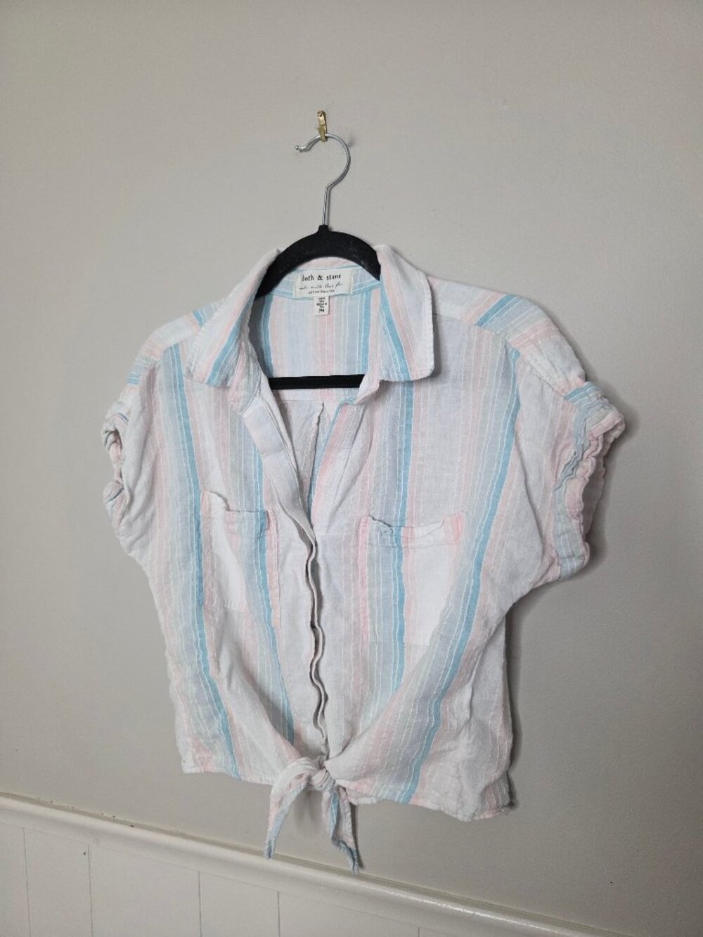 CLOTH & STONE Anthropologie Lightweight Stripe Button Down Top